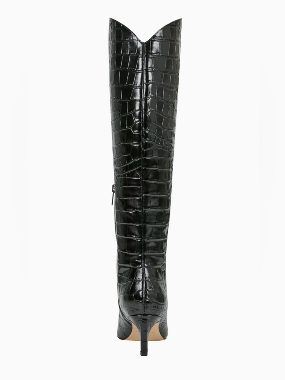 Marc Fisher Black Croc-Embossed Leather Pointed Boots - Picture 3 of 9